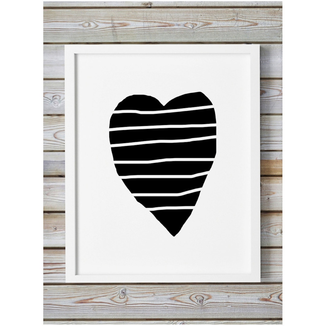 Heart Printable, Nursery Illustration, Large Nursery Art, Black and ...