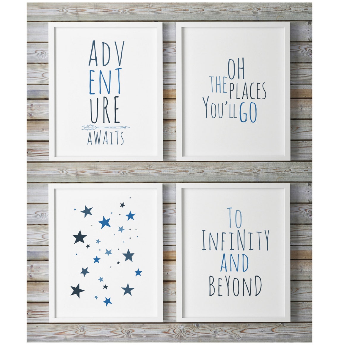 Blue Nursery Art, Kids Prints, Baby Wall Art, Adventure Awaits