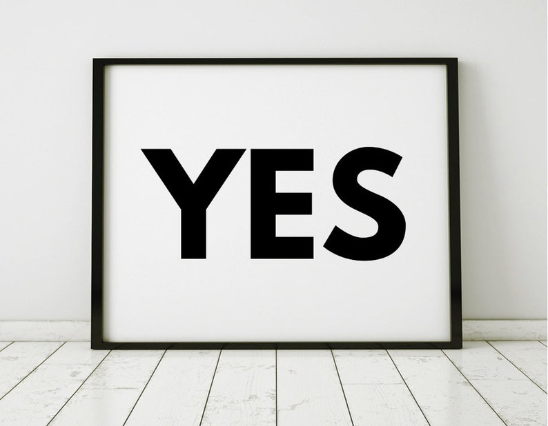 Yes Print Art Print Huge Large Wall Art Lettering Horizontal Etsy
