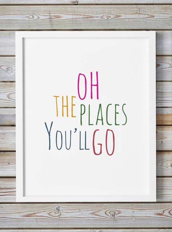 Pink Nursery Wall Art Oh The Places You Ll Go Printable Kids Gift Digital E Calligraphy Baby Whimsical