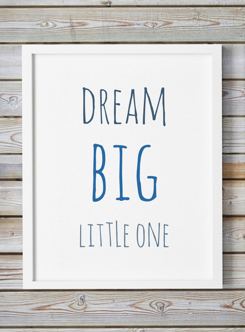 Dream Big Little One Printable Nursery Wall Art Blue, Set of 4 Prints ...