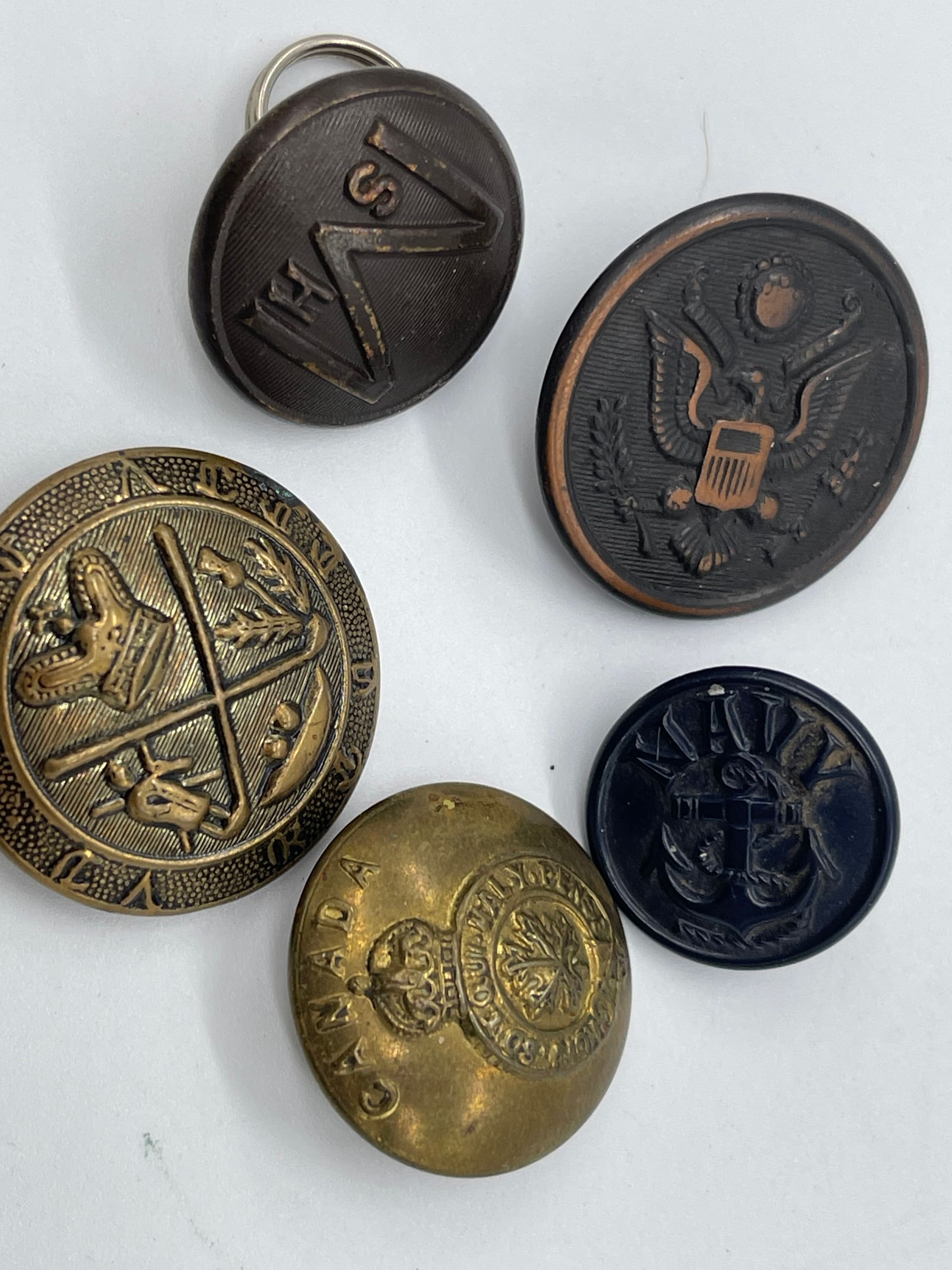 Misc Vintage Metal Buttons - lot of 5