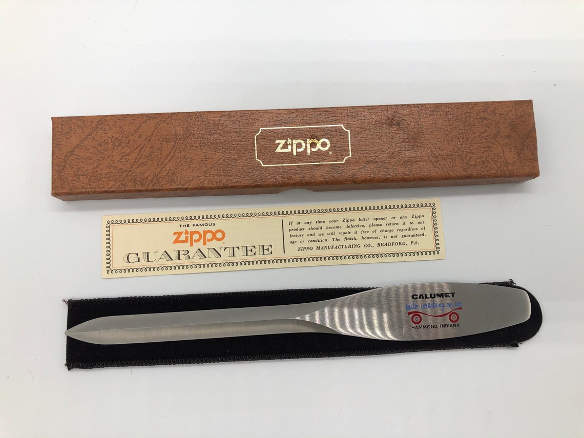Zippo Advertising Letter Opener Calumet Auto Wrecking Co Etsy