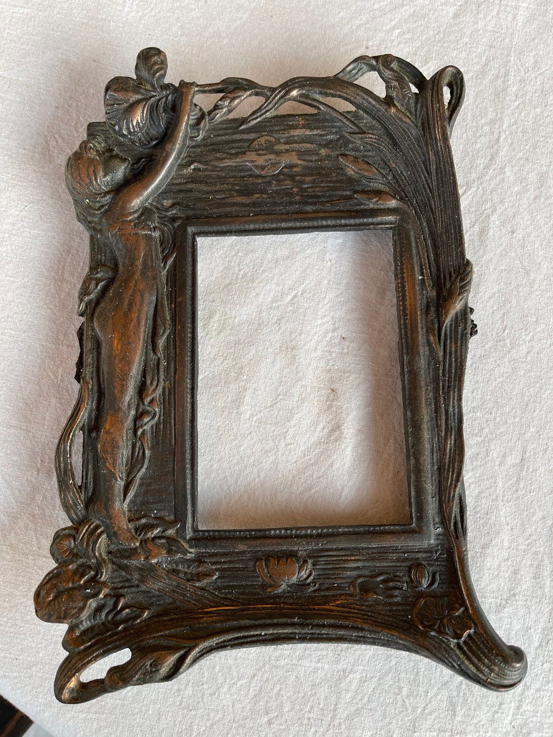 Vintage Art Nouveau Copper Plated Iron Picture Frame Etsy