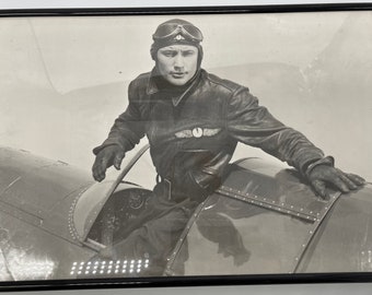 Vintage Framed Pilot Photo 16” x 11”
