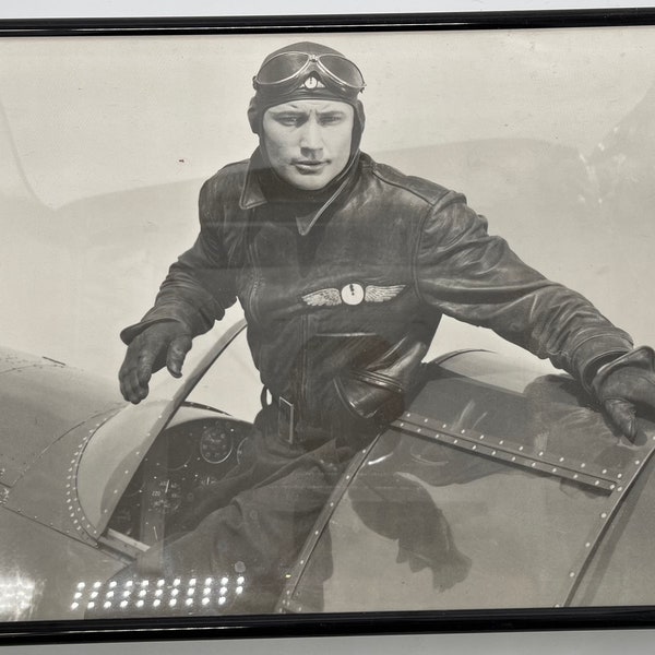 Vintage Framed Pilot Photo 16” x 11”