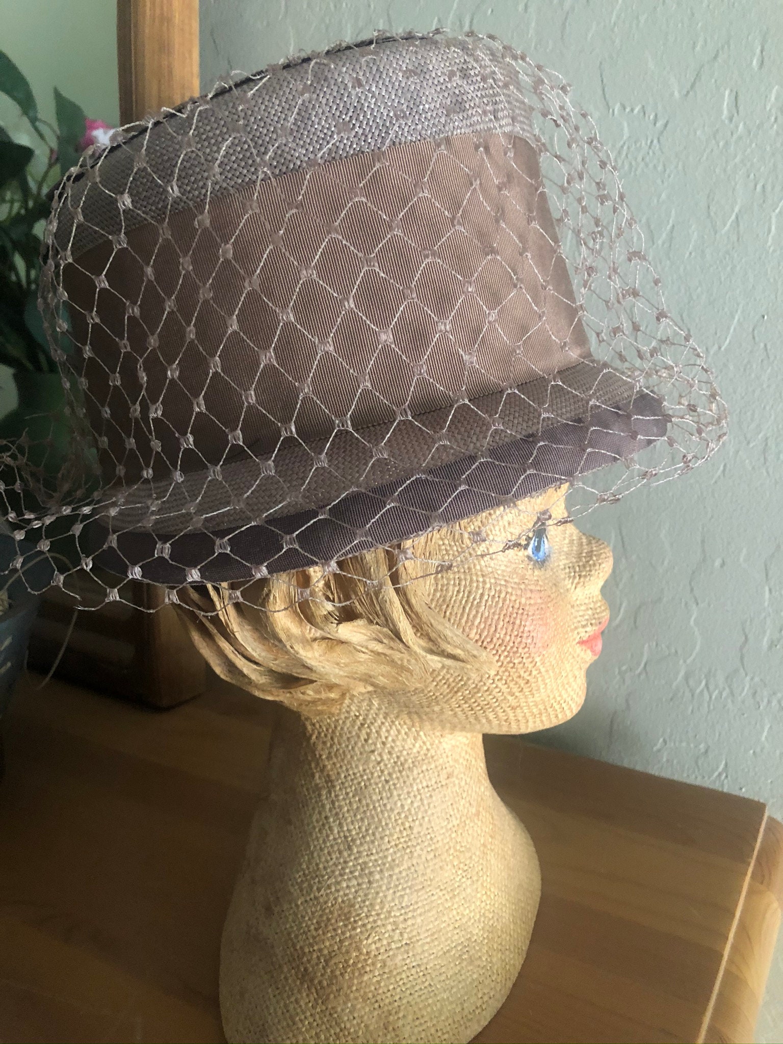 Beautiful Vintage Taupe Ladies Hat with Netting Etsy