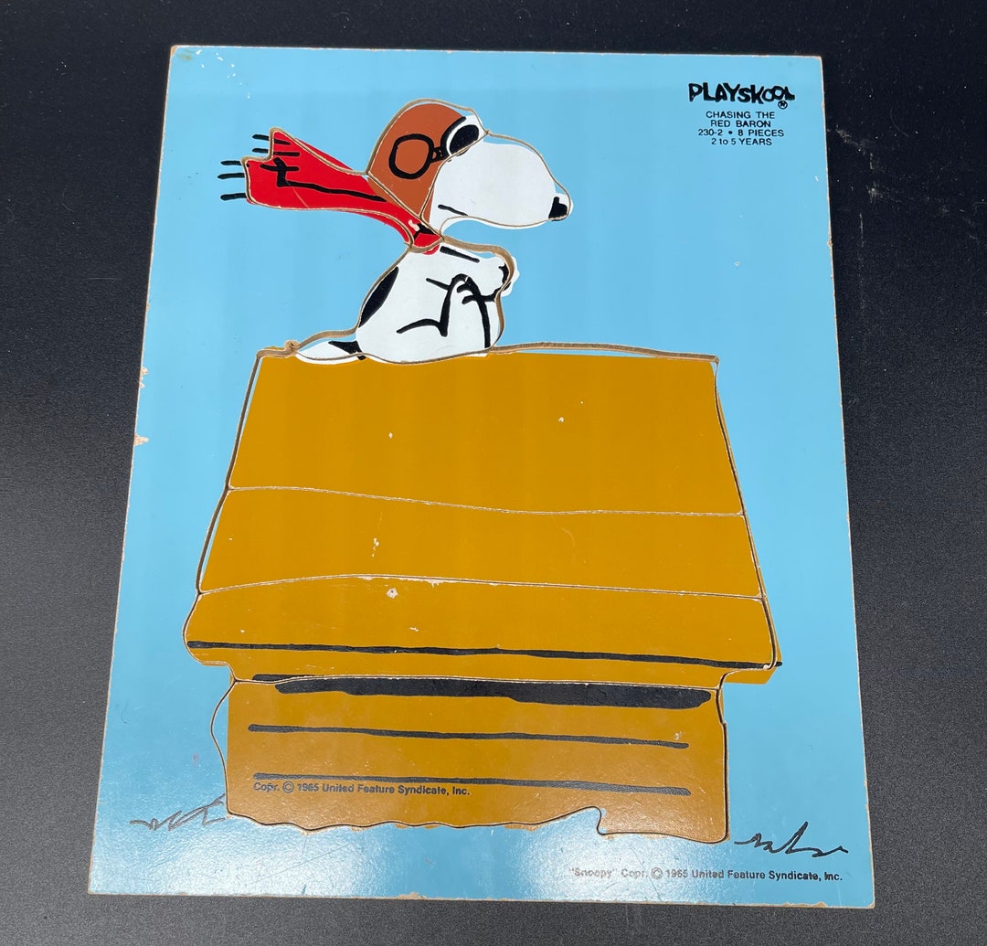 Vintage Playskool Wooden Puzzle Snoopy Chasing Red Baron. 1965 - Etsy
