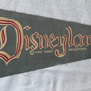 Rare Original Vintage Disneyland Flocked Felt Souvenir Pennant - 1950s
