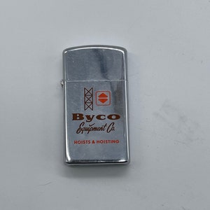 Slim Zippo Lighter 1964 - Advertising Lighter - Byco Equipment Co Hoists & Hoisting