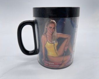 1988 SNAP-ON TOOLS CALENDAR GIRL CLAIRE JAN FEB INSULATED MUG CUP THERMO-SERV 