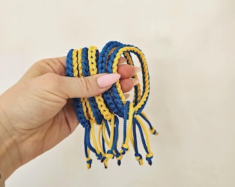 Ukrainian Flag Colors Crocheted Bracelets - Set of 2 Patriotic Symbols of Ukraine