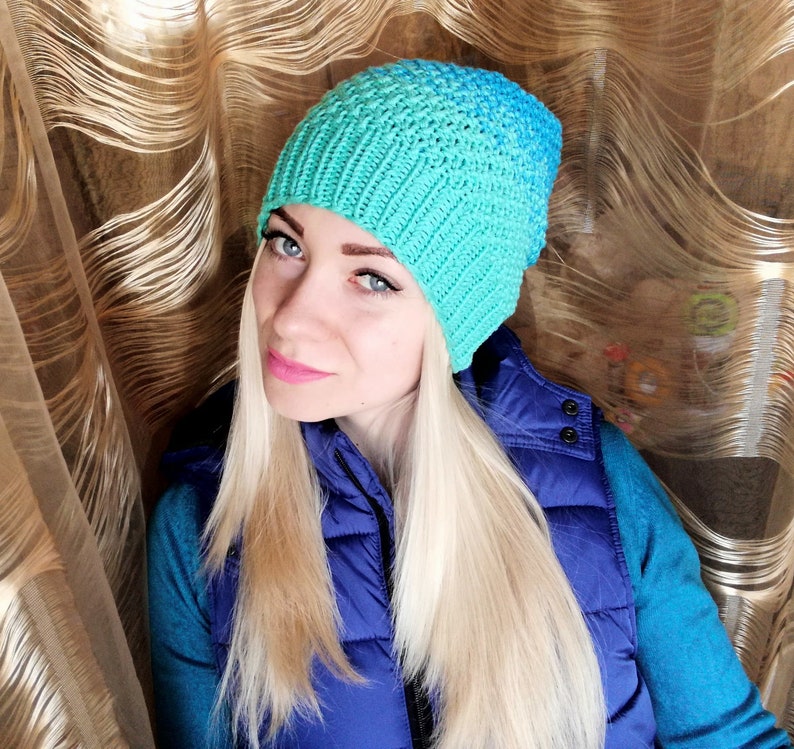 turquoise beanie hat
