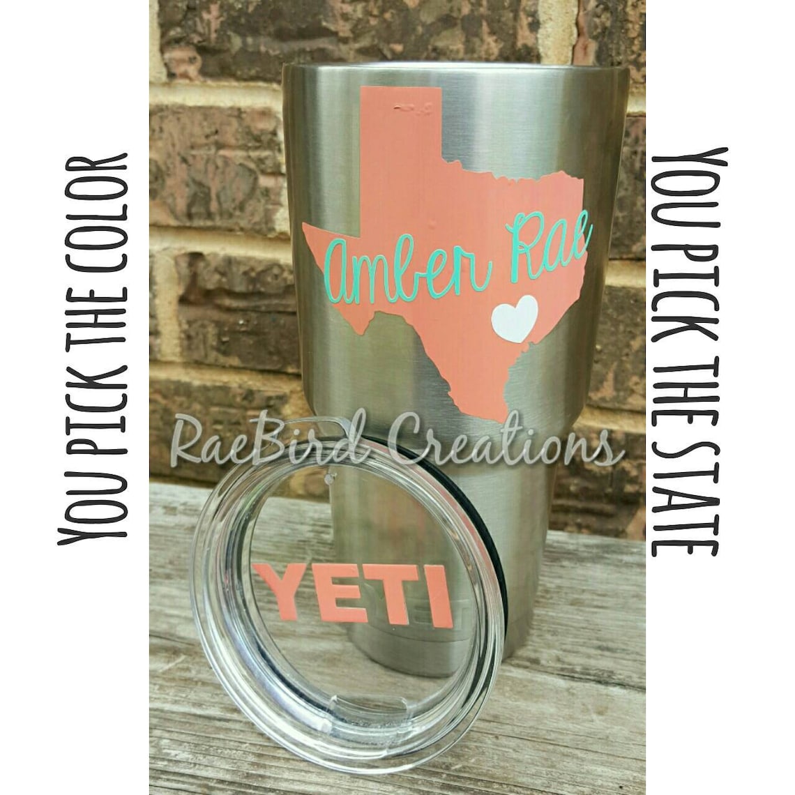 Yeti decal personalized with state name YETI lid sticker 30 oz Etsy