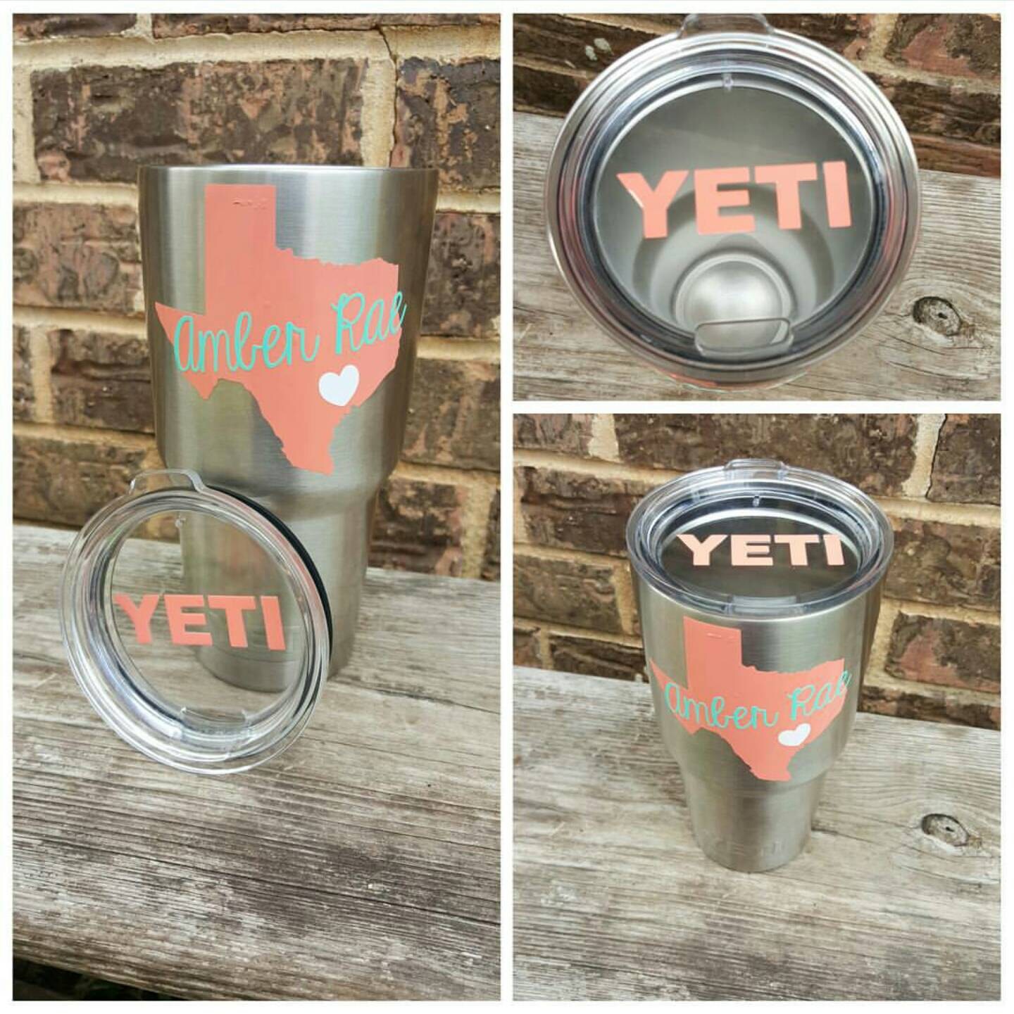 Yeti decal personalized with state name YETI lid sticker 30 oz Yeti r…