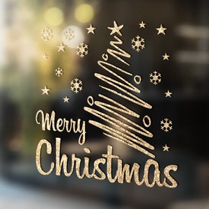 Merry Christmas Window Decals, Stickers, Christmas Decoration, Vinyl for Wall, Mirror, Glasses decor objects etc.