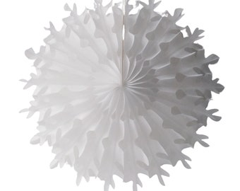 Paper Honeycomb Snowflake Christmas, Winter Decoration, White