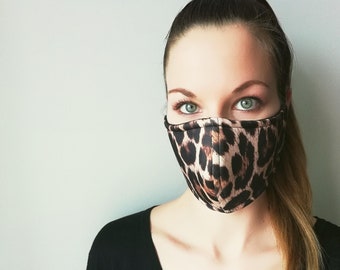 Handmade 3 Layer Mouth Face Mask LEOPARD pattern washable