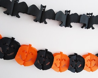 Halloween Pumpkin, Bat Paper Decoration Garland, Halloween Decoration, Festive Decoration, Fall Decor