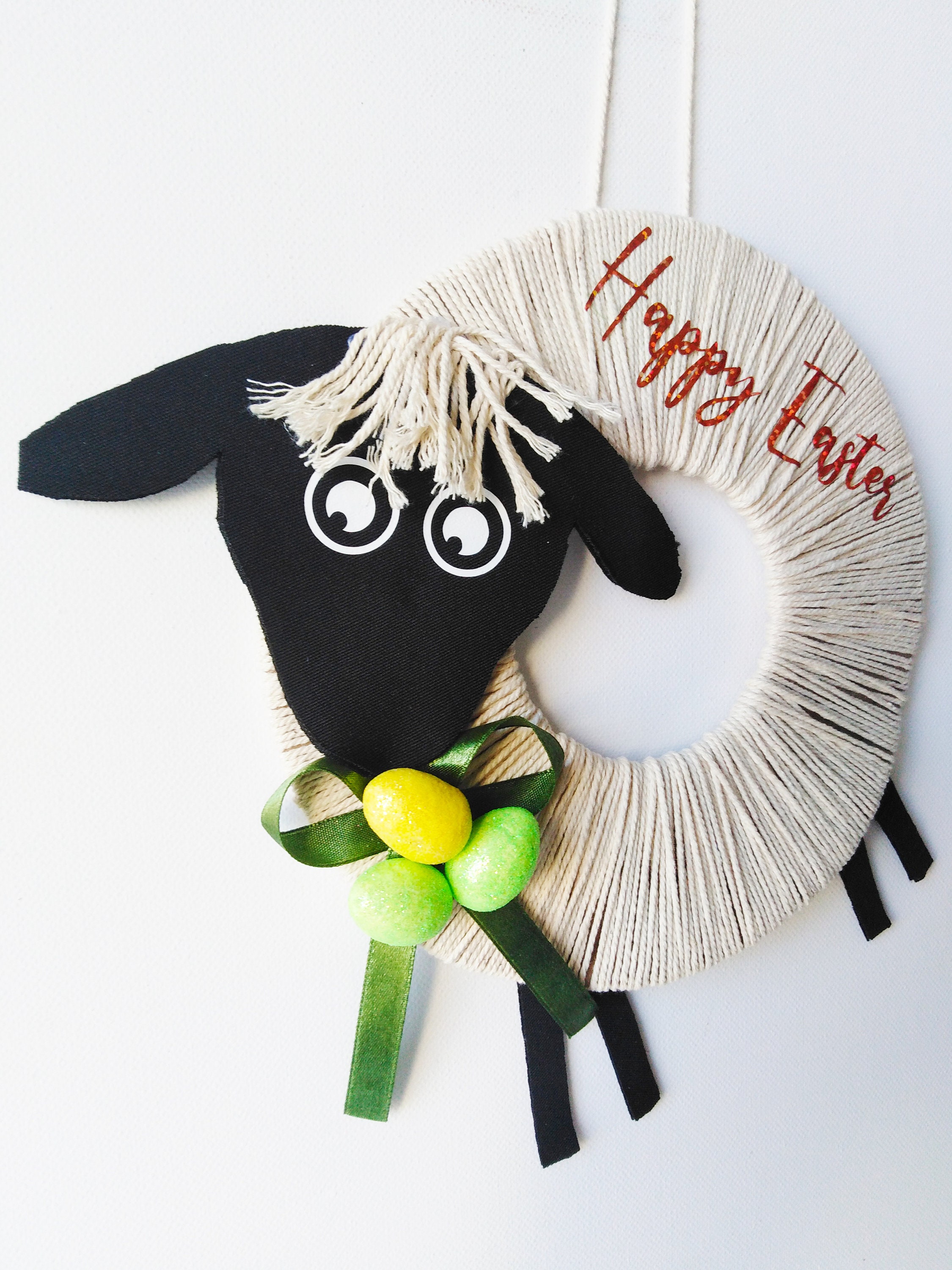 Sheep Hanging Easter Ornament Decoration Lamb Door Wreath Etsy