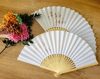 Personalised Paper and Bamboo Fan, Custom Wedding Favor Fans