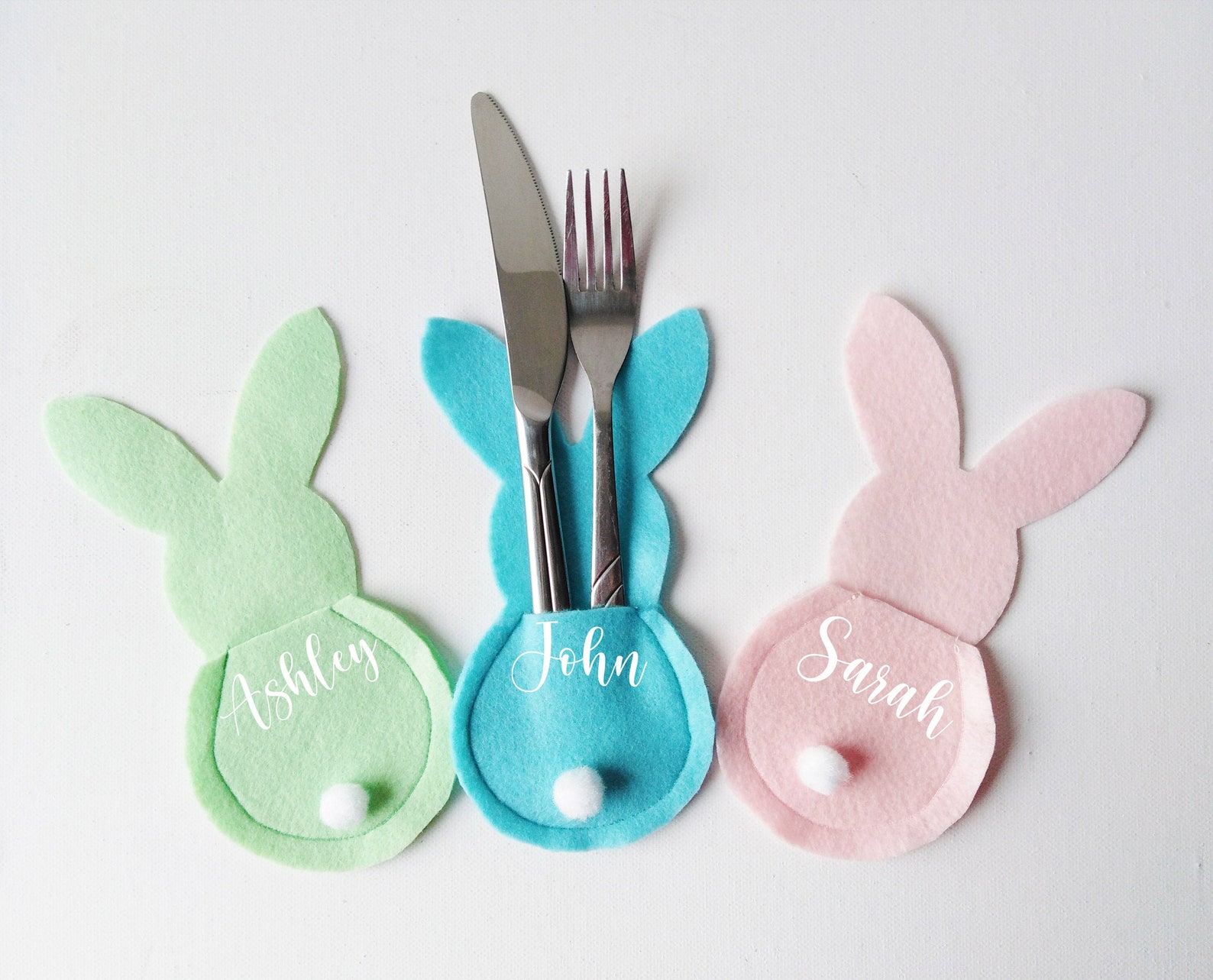 Personalised Bunny Easter Cutlery Holders Easter Table Etsy UK