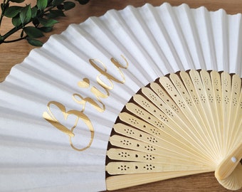 Personalised Paper and Bamboo Fan, Custom Wedding Favor Fans