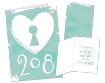 New Home Keyhole Heart Address Artwork or Card