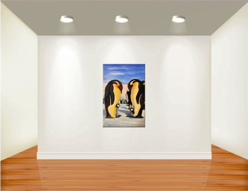 Acrylbild, Acrylmalerei auf Leinwand, handgemaltes Bild Pinguine Bild 4