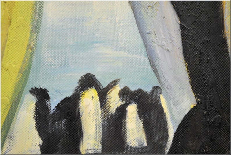 Acrylbild, Acrylmalerei auf Leinwand, handgemaltes Bild Pinguine Bild 8