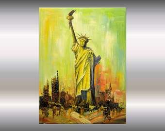 peinture acrylique abstraite, New York, toile tendue art mural