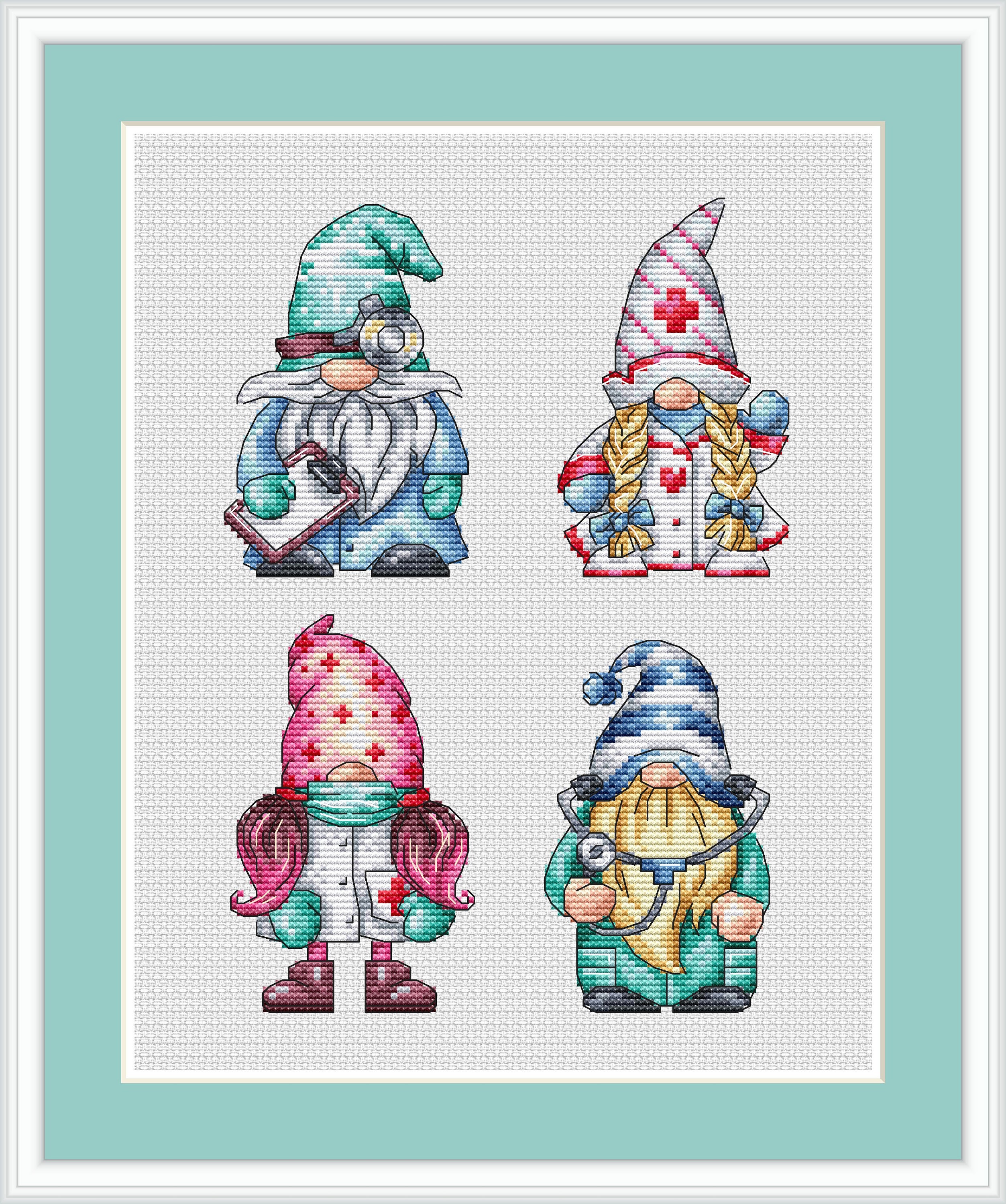 Gnomes cross stitch pattern nurses Modern doctors cross Etsy