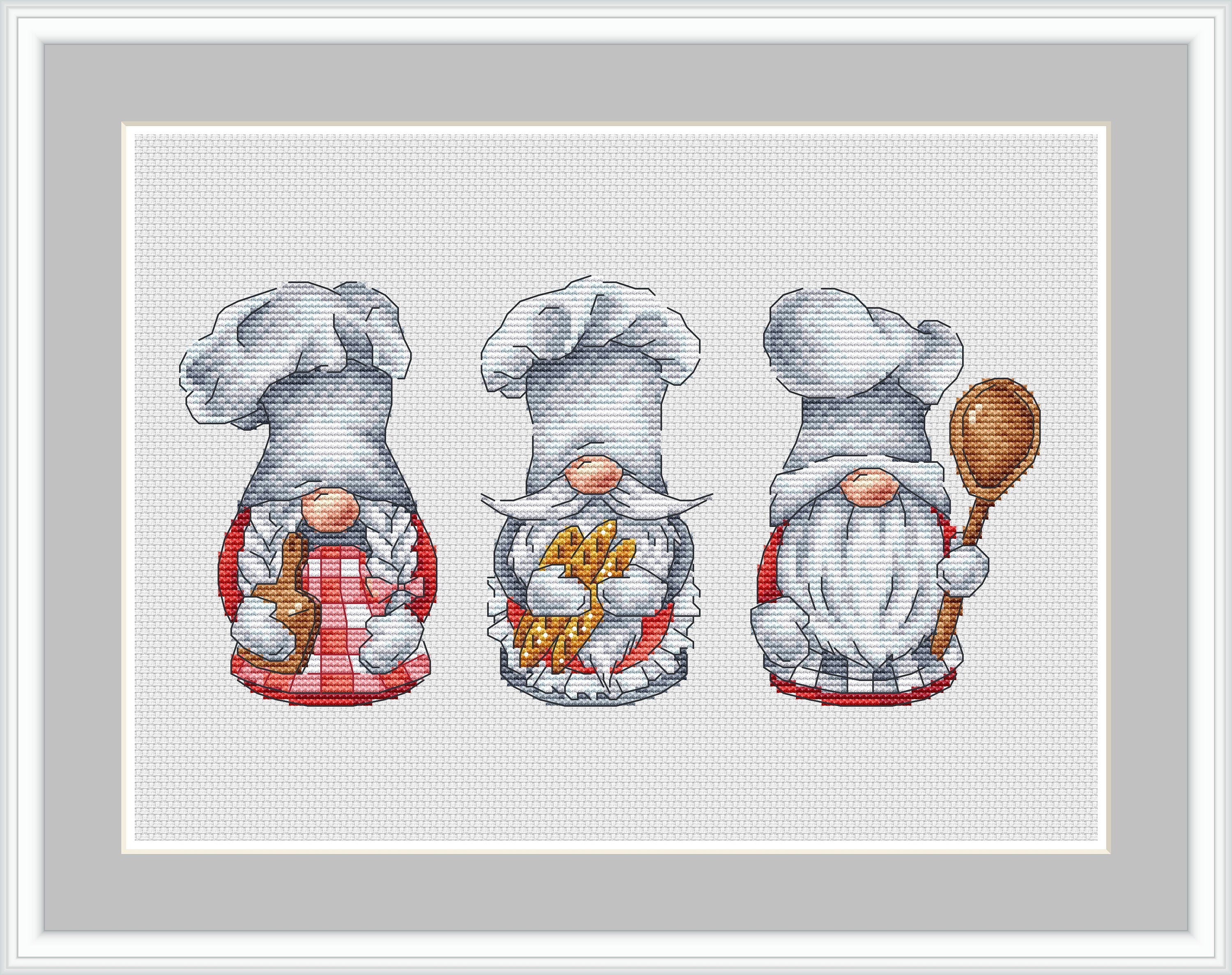 Gnomes cross stitch pattern Kitchen cross stitch chart Chef Etsy