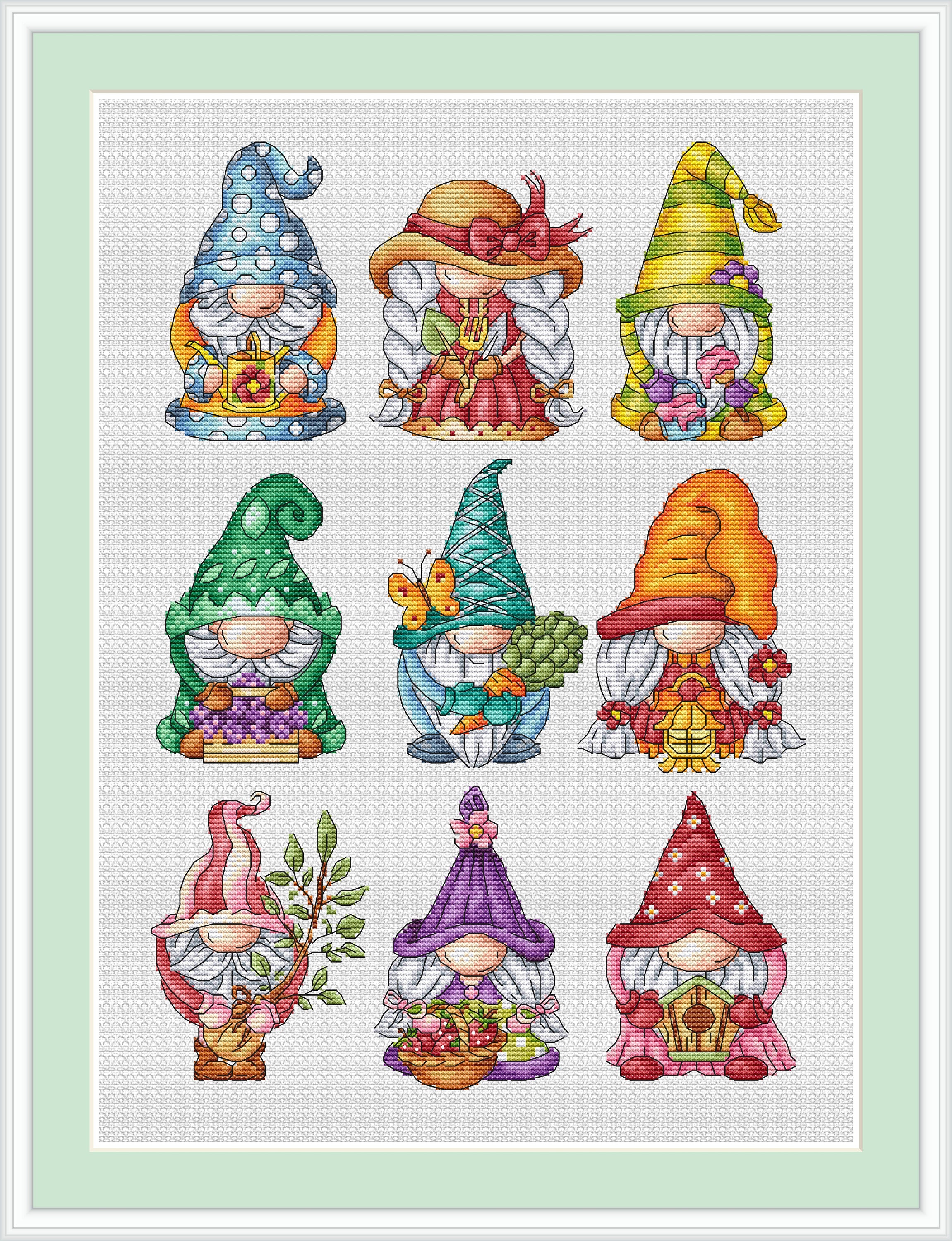 Garden gnomes cross stitch pattern Modern cross stitch PDF Etsy
