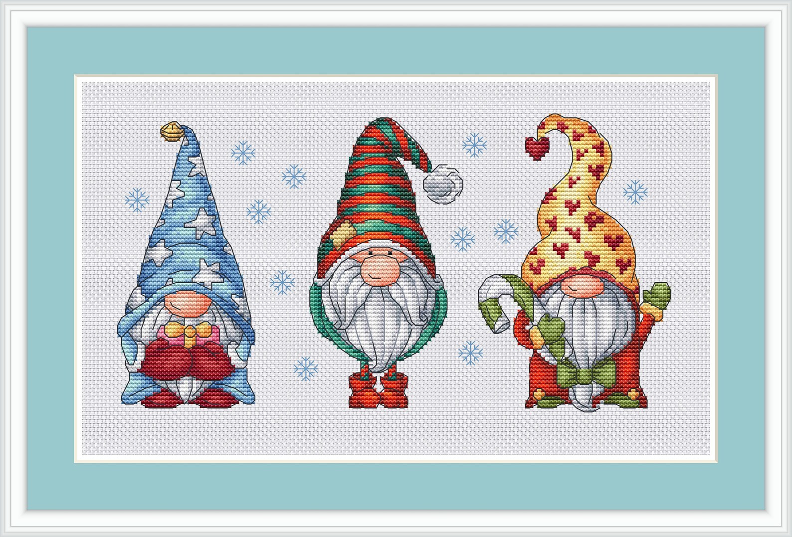 Christmas gnomes cross stitch pattern Hand embroidery design image 1.