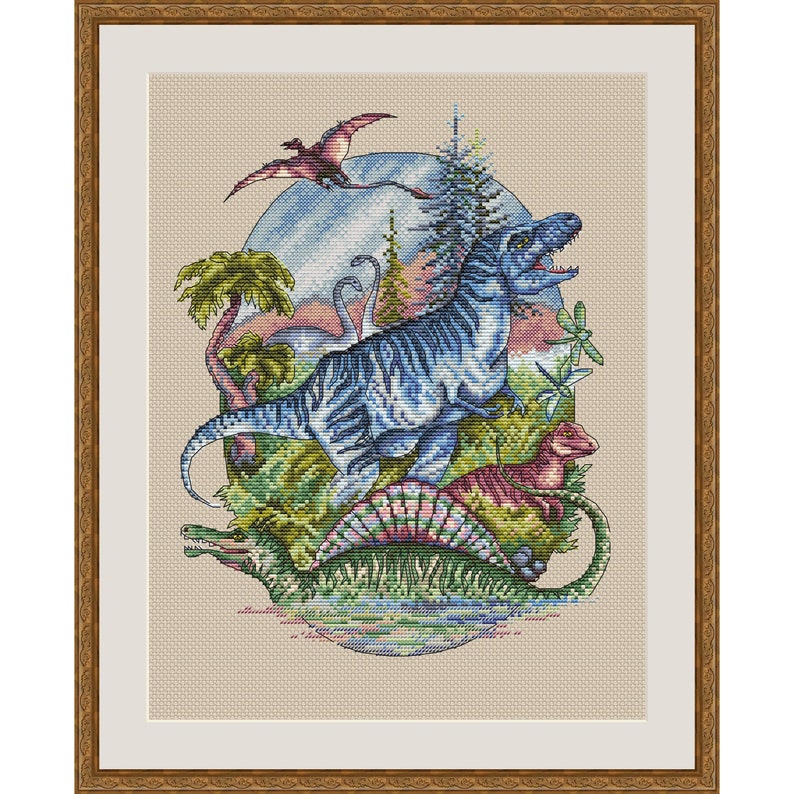Dinosaurs cross stitch pattern Modern cross stitch T-Rex ...
