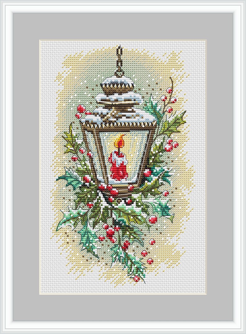 Christmas Cross Stitch Pattern Lantern Cross Stitch Home Cross Etsy