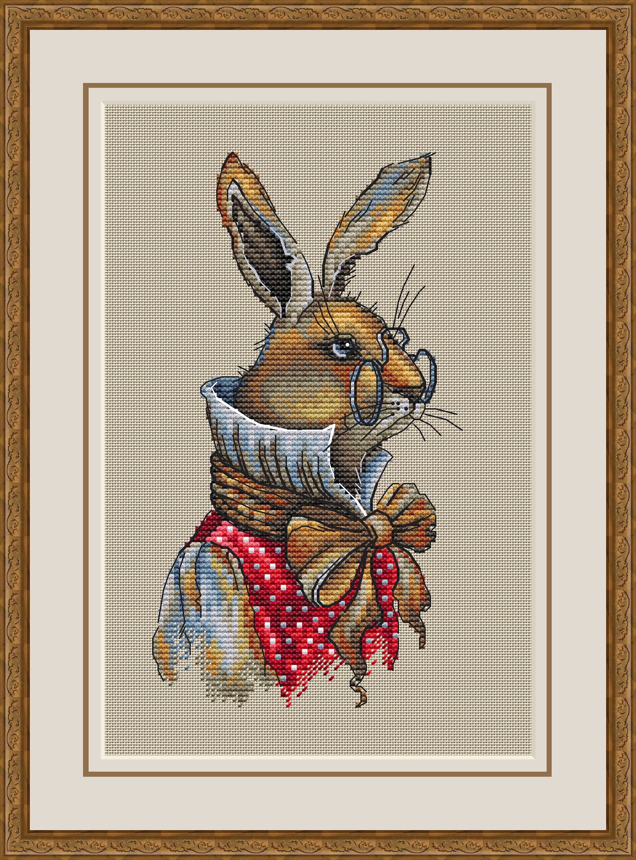 Rabbit cross stitch pattern modern PDF