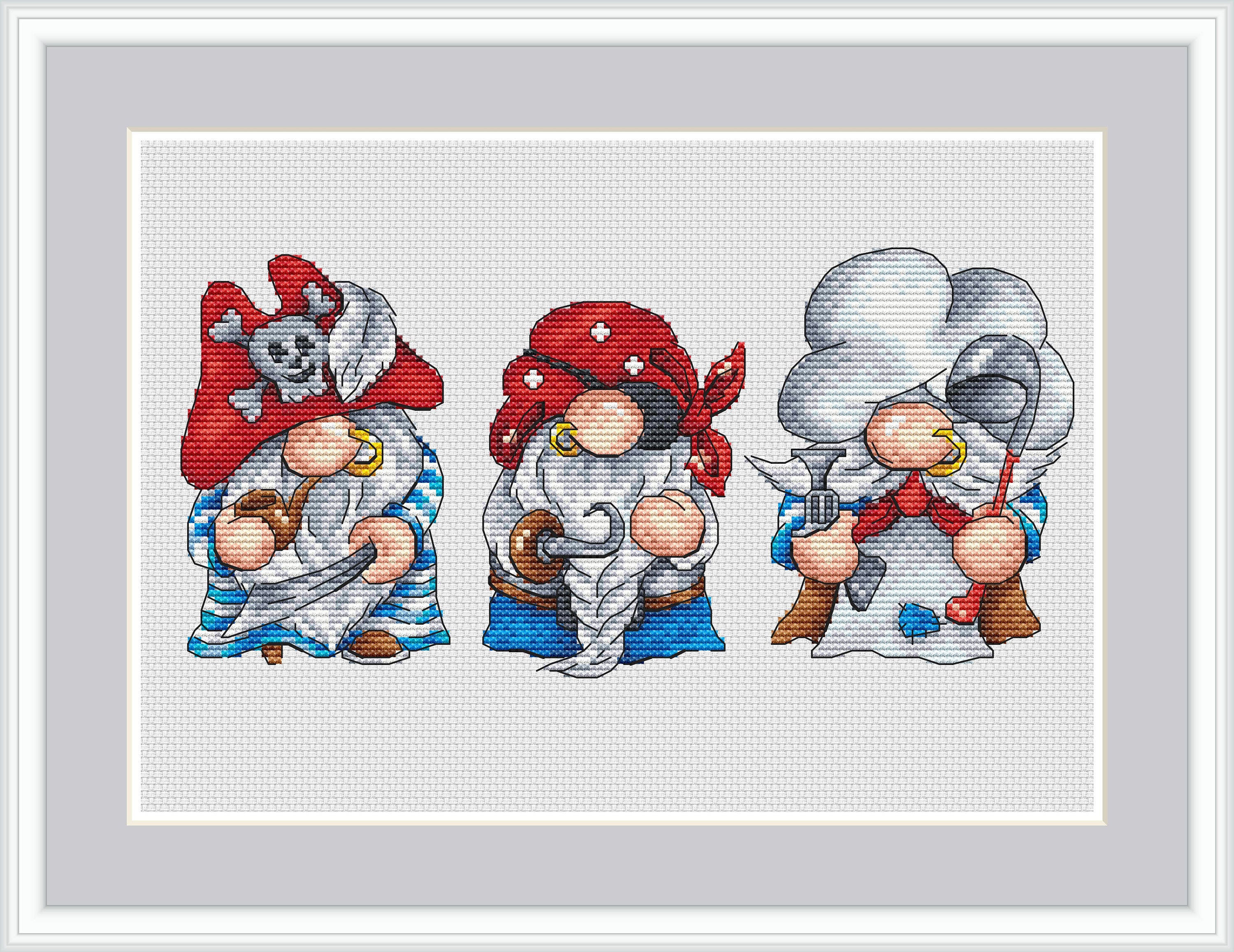 Gnomes Cross Stitch Pattern Easy Counted Cross Stitch Chart Etsy