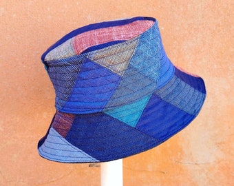 Bucket Hat in Upcycled Luxury Fabrics, Patchwork Hat, Tartan Hat, Unique Hat, Doubleface Hat, Women Berets, Made in Italy, JCN