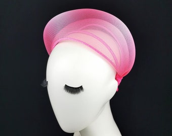 Futuristic Crown Headpiece, Avantgarde Headpiece, Pink White Headband, Crinoline Crown Fascinator, Alien Headdress, Made in Italy, JCN