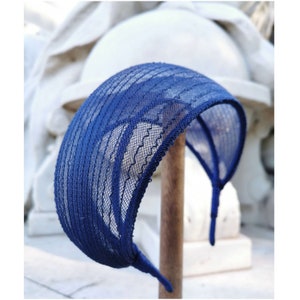 Wedding Guest Headpiece, Navy Blue Crown Fascinator, Avantgarde Headpiece, Futuristic Crown, Headband, Crinoline, Made in Italy, JCN
