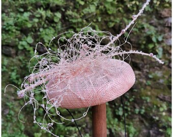 Nude Pink Headpiece, Wedding Guest Fascinator, Mother of the Bride, Kentucky Derby, Garden Party Hat, Millinery Couture, Made in Italy JCN