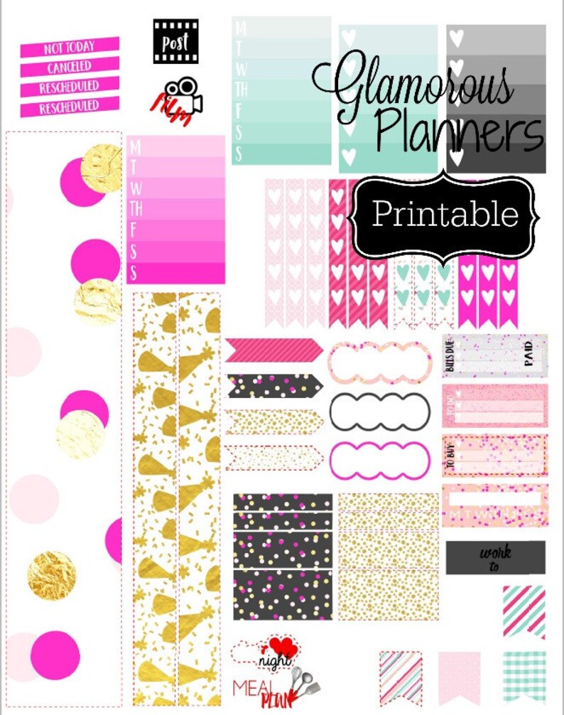 happy planner birthday stickers glam planner weekly printable etsy