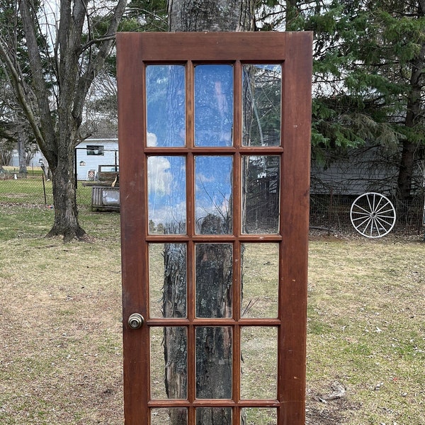 Vintage Wood Full Glass Lite Door, Reclaimed, Renovation, Architectural Salvage 30" x 80" EO83
