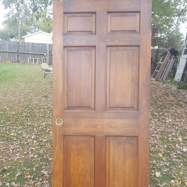Antique Six Raised Panel Interior Door, Reclaimed, Replacement Wood Door, Rustic, Farmhouse Restoration 36 x 79" AL90