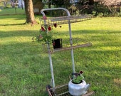 Antique Metal Cart, Rolling. Flower Cart, Dolly Cart, Flower Shop, Display Cart. Garden Tools, Vintage, Plant Stand, Three Tier, Industrial