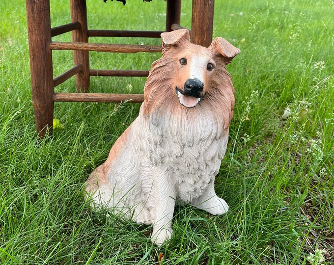 Vintage Collie Sheltie Dog Statue, Garden Decor, Yard Art EB12 Etsy