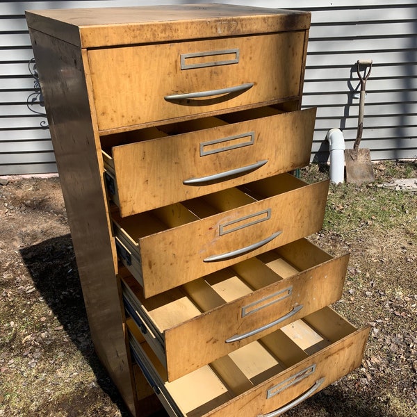 Vintage Industrial Filing Cabinet, Metal Tool Parts Bin Cabinet, Metal Storage Organizer, Partitioned Drawers, Industrial Furniture DK48