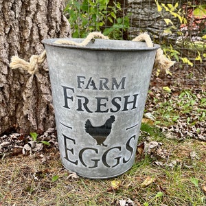 Farm Fresh Eggs Sign Metal Cut Out Art Plasma Laser Sap Bucket Planter Porch Yard Art Garden Home Decor EK9